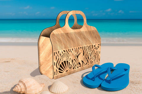 Beach Bag with Marine Life Design SVG LaserCutano 