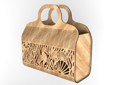 Beach Bag with Marine Life Design SVG LaserCutano 