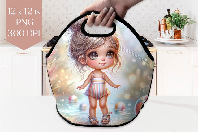 Beach Ball Girl Lunch Bag Sublimation PNG Sublimation BijouBay 