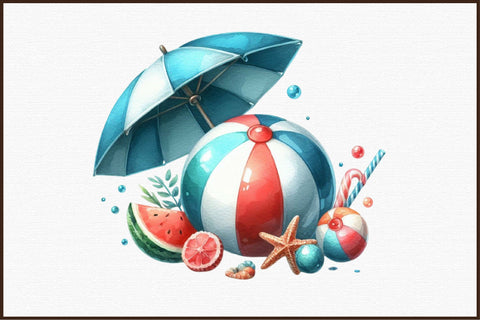 Beach Ball Sublimation Clipart Bundle Sublimation designartist 