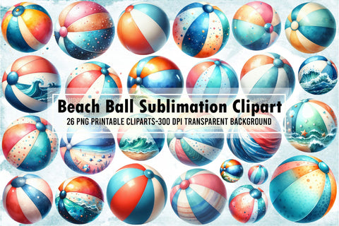 Beach Ball Sublimation Clipart Bundle Sublimation designartist 