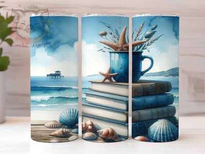 Beach Books 20oz Tumbler Png, Straight & Tapered Tumbler Png, Summer Books Tumbler Png, Digital Download PNG Sublimation Lara' s Designs 