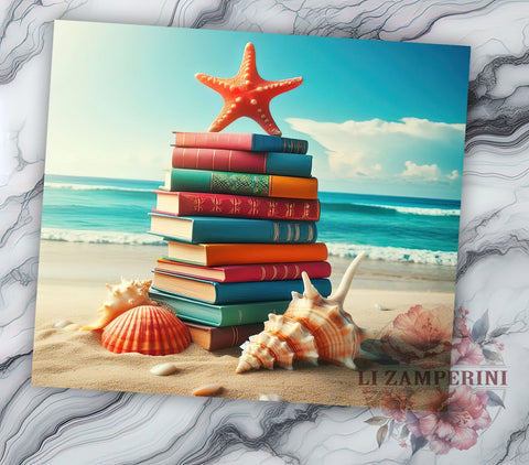 Beach Books 20oz Tumbler Wrap PNG, Book Lover Tumbler Png, Straight & Tapered Tumbler Wrap, Instant Digital Download Sublimation Li Zamperini 