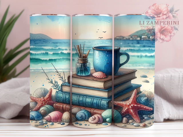 Beach Books 20oz Tumbler Wrap PNG, Summer Books Tumbler Png, Straight & Tapered Tumbler Wrap, Instant Digital Download Sublimation Li Zamperini 