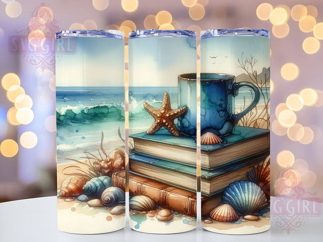 Beach Books 20oz Tumbler Wrap Sublimation Design, Straight Tapered Tumbler Wrap, Summer Books Tumbler Png, Instant Digital Download Sublimation SvggirlplusArt 
