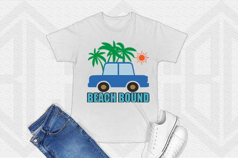 Beach Bound SVG PNG Summer Car with Palm Trees & Sun SVG BillahCrafts 