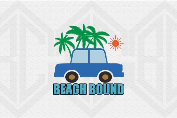Beach Bound SVG PNG Summer Car with Palm Trees & Sun SVG BillahCrafts 