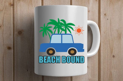 Beach Bound SVG PNG Summer Car with Palm Trees & Sun SVG BillahCrafts 