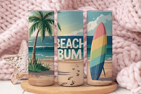 Beach Bum 20oz Tumbler Wrap Sublimation DesignSVG 