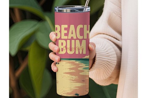 Beach Bum 20oz Tumbler Wrap Sublimation DesignSVG 