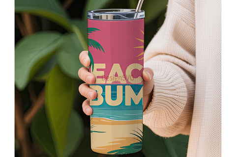 Beach Bum 20oz Tumbler Wrap Sublimation DesignSVG 