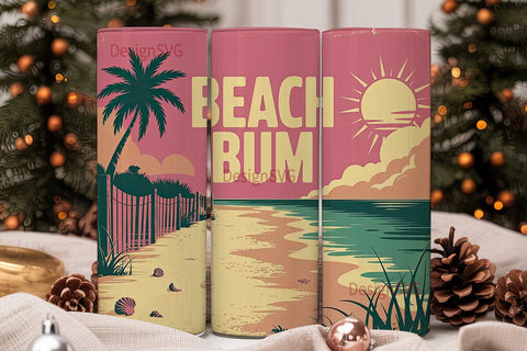 Beach Bum 20oz Tumbler Wrap Sublimation DesignSVG 