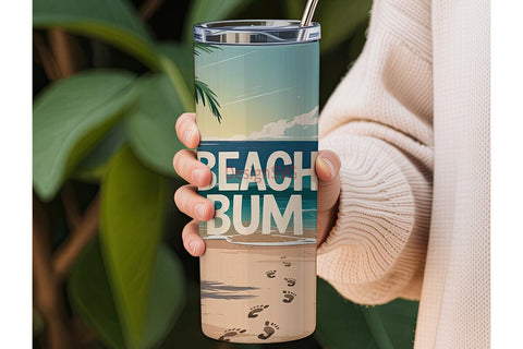 Beach Bum 20oz Tumbler Wrap Sublimation DesignSVG 