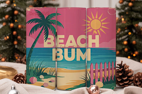 Beach Bum 20oz Tumbler Wrap Sublimation DesignSVG 