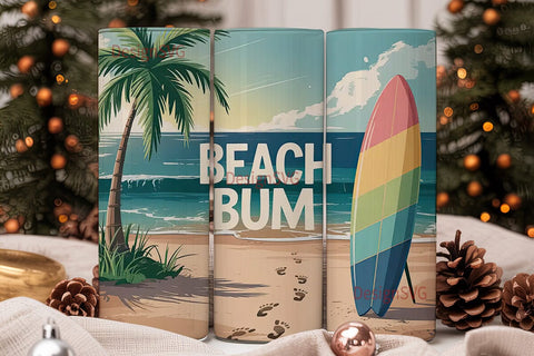 Beach Bum 20oz Tumbler Wrap Sublimation DesignSVG 