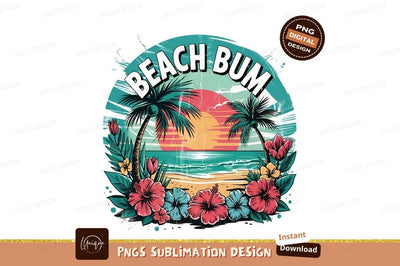 Beach Bum Graphic Tropical Vector Design Sublimation Designangry 