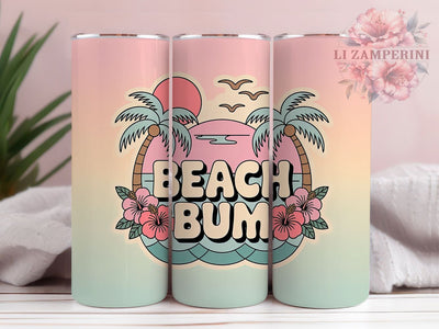 Beach Bum Vibes 20oz Tumbler, Beach Bum Quote, Coastal Ocean Art, Sublimation Tumbler Wrap, 20oz Tumbler, Summer Coastal Gift, Bright Relaxed Style Sublimation Li Zamperini 