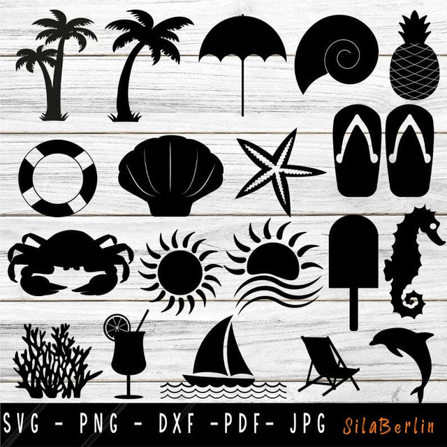 Beach Bundle SVG , Summer Svg, Beach Clipart, Summer cut files for Cricut, Beach Life Svg, Sea Svg, Cricut, Silhouette SVG SilaBerlin 