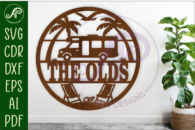 Beach Caravan/ campervan name sign svg laser cut template SVG APInspireddesigns 