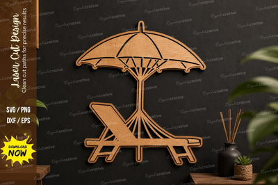 Beach Chair Umbrella Laser Cut File SVG Regulrcrative 