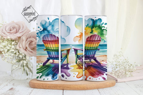 Beach Chairs 20oz Tumbler Wrap Sublimation sassyprint 