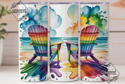 Beach Chairs 20oz Tumbler Wrap Sublimation sassyprint 