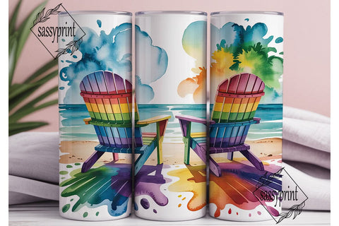 Beach Chairs 20oz Tumbler Wrap Sublimation sassyprint 