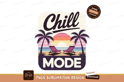 Beach chairs and palm trees at sunset image Sublimation Designangry 