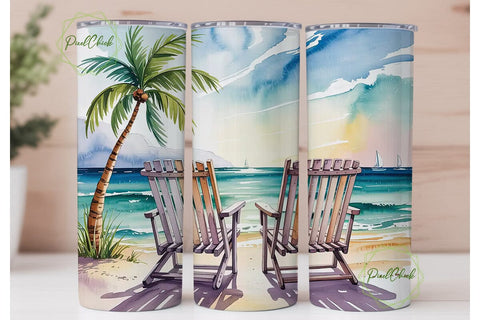 Beach Chairs Tumbler Wrap PNG Sublimation PixelChick 