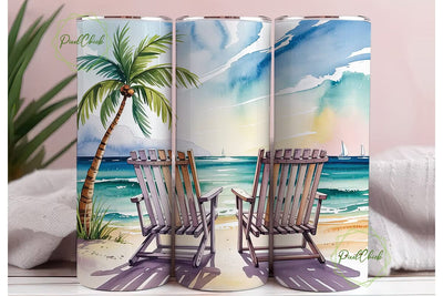 Beach Chairs Tumbler Wrap PNG Sublimation PixelChick 