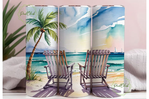 Beach Chairs Tumbler Wrap PNG Sublimation PixelChick 