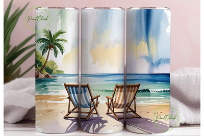 Beach Chairs Tumbler Wrap PNG Sublimation PixelChick 