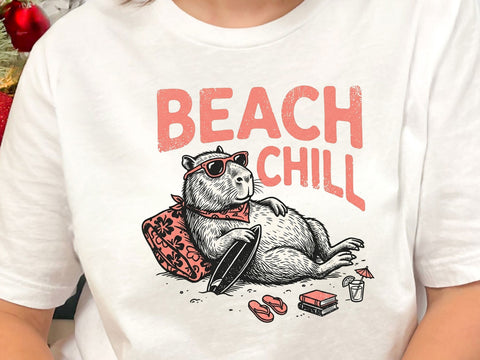 Beach Chill Capybara PNG, Funny Summer Animal T-Shirt Design SVG DesignDestine 