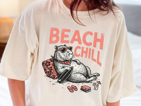 Beach Chill Capybara PNG, Funny Summer Animal T-Shirt Design SVG DesignDestine 