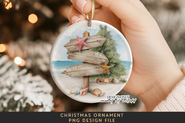 Beach Christmas Ornament Sublimation PNG Keepsake Sublimation BijouBay 