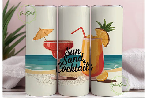 Beach Cocktails 20oz Tumbler Wrap Sublimation PixelChick 