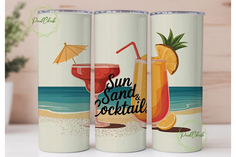 Beach Cocktails 20oz Tumbler Wrap Sublimation PixelChick 