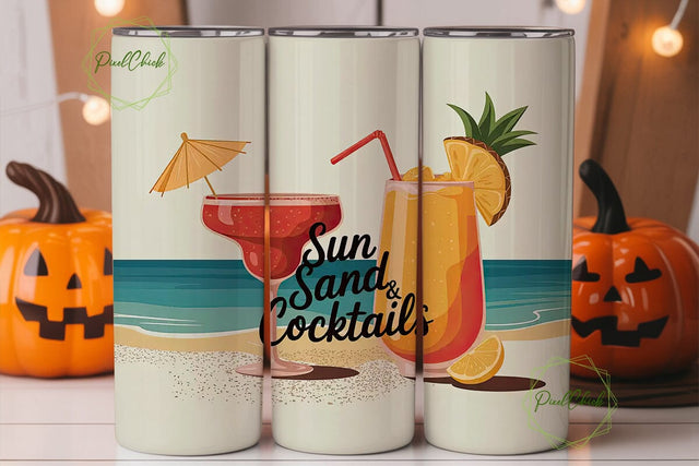 Beach Cocktails 20oz Tumbler Wrap Sublimation PixelChick 