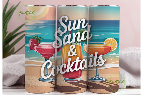 Beach Cocktails 20oz Tumbler Wrap Sublimation PixelChick 