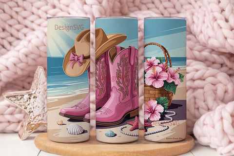 Beach Cowgirl 20oz Tumbler Wrap Sublimation DesignSVG 