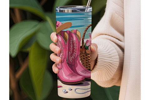 Beach Cowgirl 20oz Tumbler Wrap Sublimation DesignSVG 