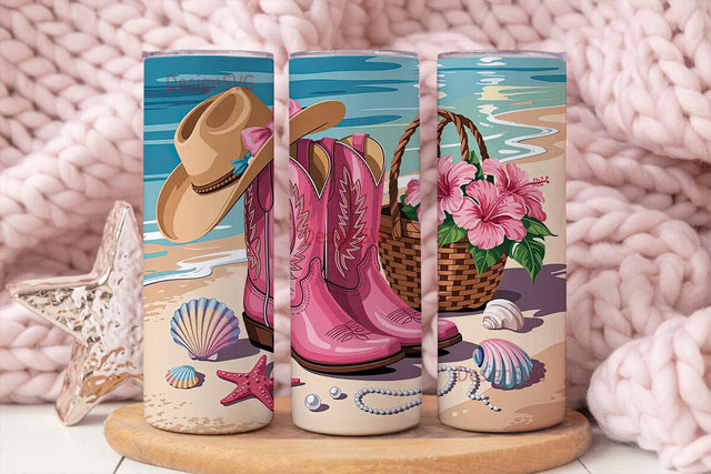 Beach Cowgirl 20oz Tumbler Wrap Sublimation DesignSVG 
