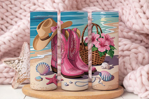 Beach Cowgirl 20oz Tumbler Wrap Sublimation DesignSVG 