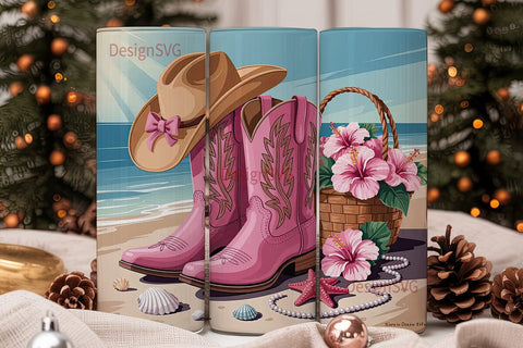Beach Cowgirl 20oz Tumbler Wrap Sublimation DesignSVG 