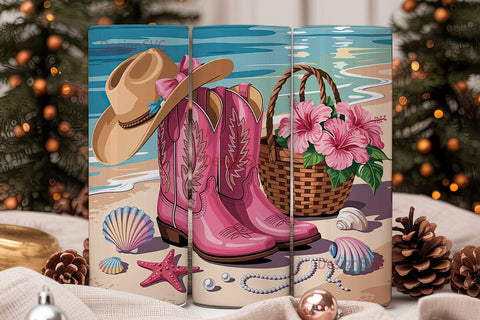 Beach Cowgirl 20oz Tumbler Wrap Sublimation DesignSVG 