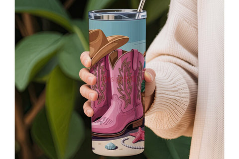 Beach Cowgirl 20oz Tumbler Wrap Sublimation DesignSVG 