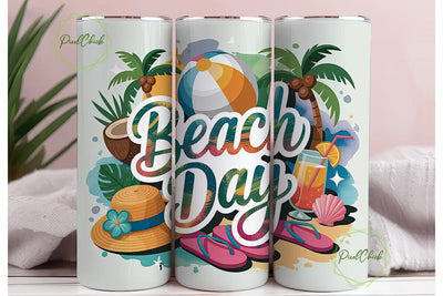 Beach Day Summer Fun 20oz Tumbler Wrap Sublimation PixelChick 