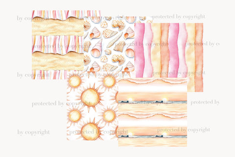 Beach Digital Paper | Summer Vacation Patterns Digital Pattern GlamArtZhanna 