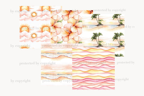 Beach Digital Paper | Summer Vacation Patterns Digital Pattern GlamArtZhanna 