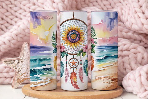 Beach Dreamcatcher 20oz Tumbler Wrap Sublimation DesignSVG 